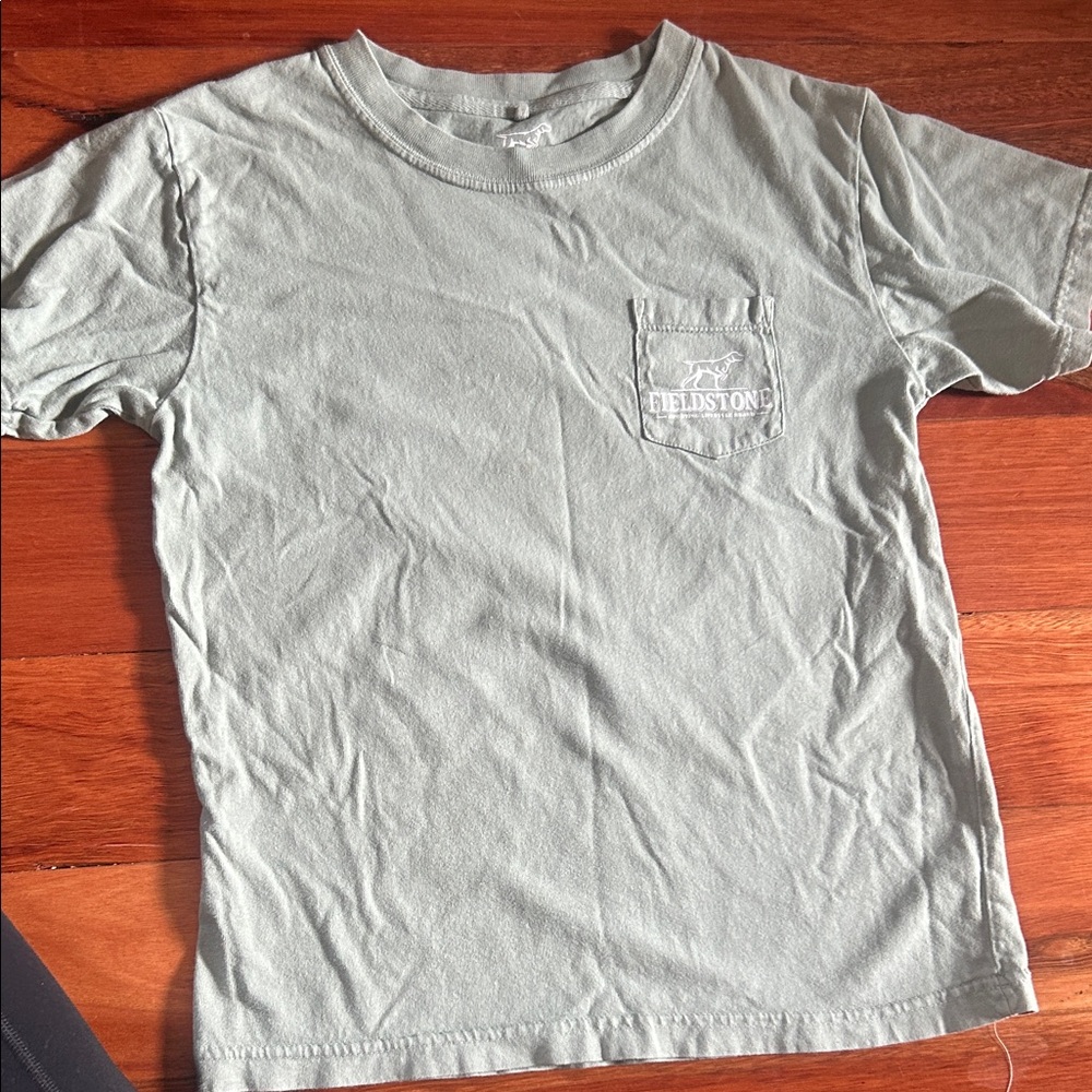Fieldstone Kids' Short Sleeve Pocket Tee in Light Sage
